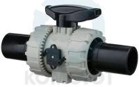 Кран шаровый PP-H стыковой с удлиненными патрубками PE 032, PTFE-EPDM, PN10, FIP