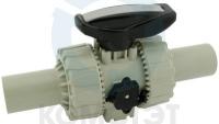 Кран шаровый PP-H стыковой с удлиненными патрубками PP-H 025, PTFE-EPDM, PN10, FIP