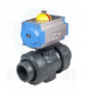 Кран шаровый ПВХ муфтовый с пневмоприводом одностороннего действия 110, PTFE-EPDM, 92SR